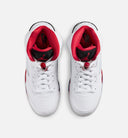 Air Jordan 5 Retro Fire Red Grade School Lifestyle Shoe - White/Fire Red/Black