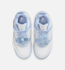 Air Jordan 4 Retro Aluminum Preschool Lifestyle Shoe - White/Aluminum/Blue Tint/Oil Green
