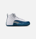 Air Jordan 12 Retro French Blue Grade School Lifestyle Shoe - White/French Blue/Metallic Silver/Varsity Red
